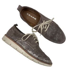 Trask Shoes Size 6 Lena Italian Leather Perforated Sneakers Lace Up Metallic